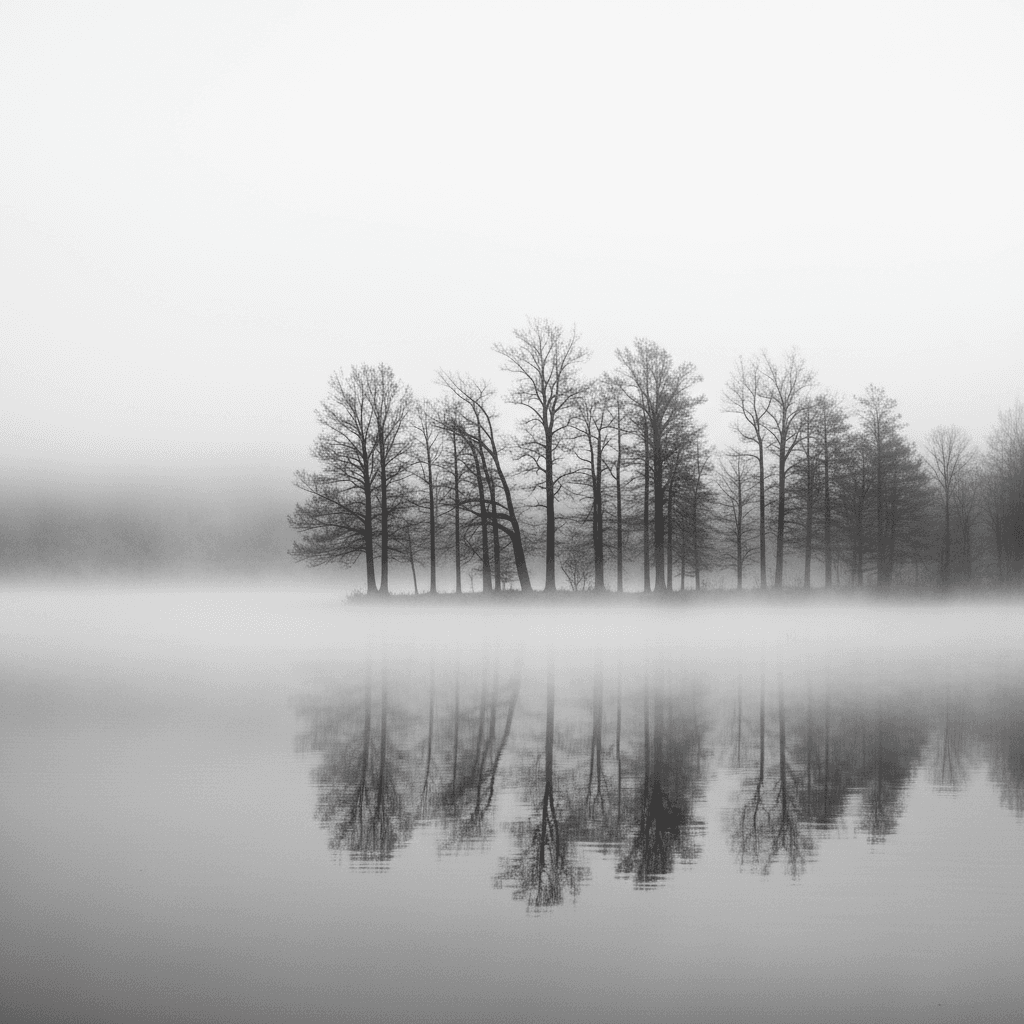 Bhagavad Gītā e ansiedade — floresta enevoada ao amanhecer