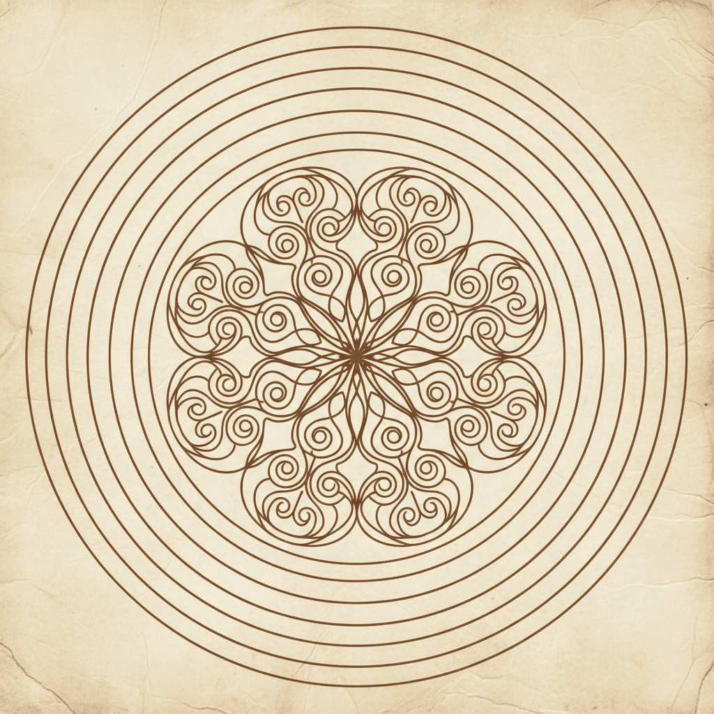 Ansiedade e espiritualidade — mandala com ondas de pensamento