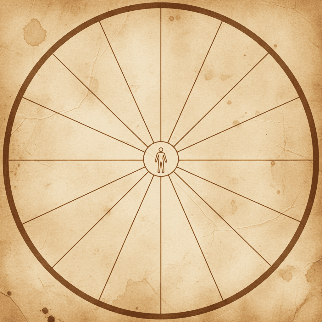 Livre-arbitrio existe segundo o Vedanta — encruzilhada em tracos finos sobre pergaminho