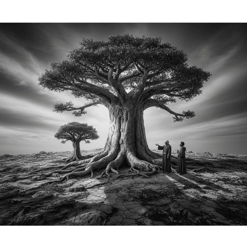 A transmissão do conhecimento — raízes profundas de uma árvore antiga