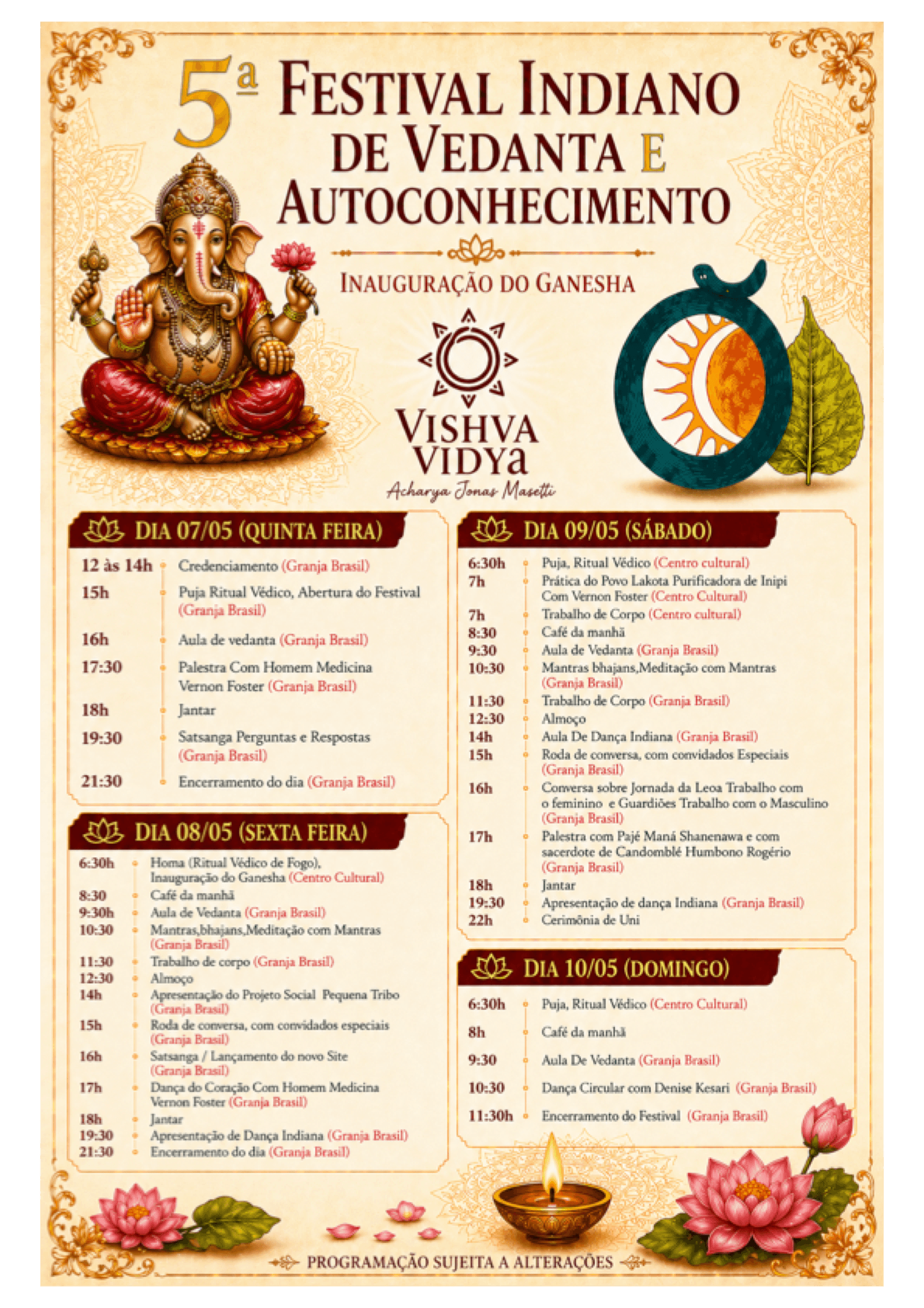 Pôster oficial — 5º Festival Indiano de Vedanta & Autoconhecimento