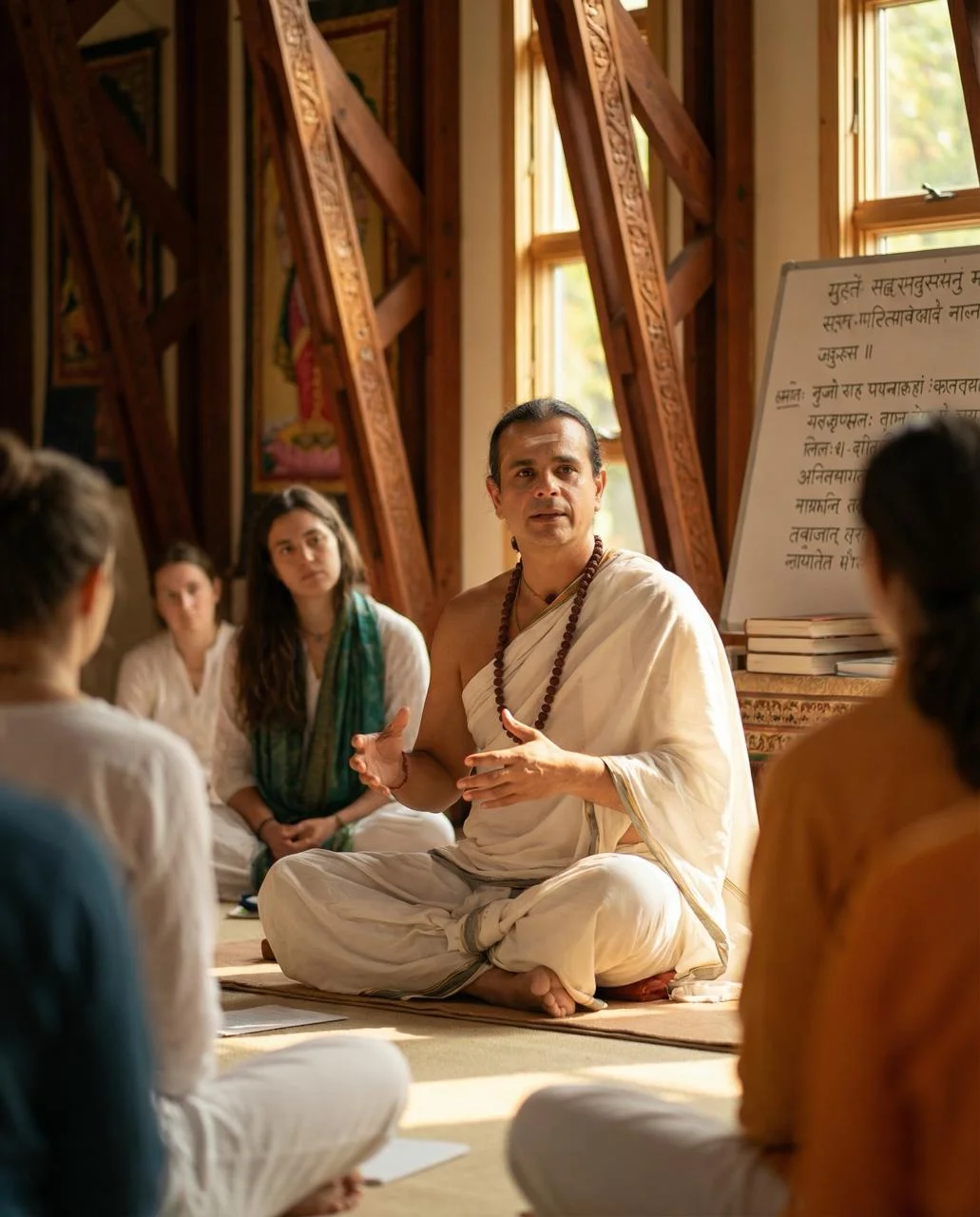Jonas Masetti ensinando Vedanta para centenas de pessoas na Índia