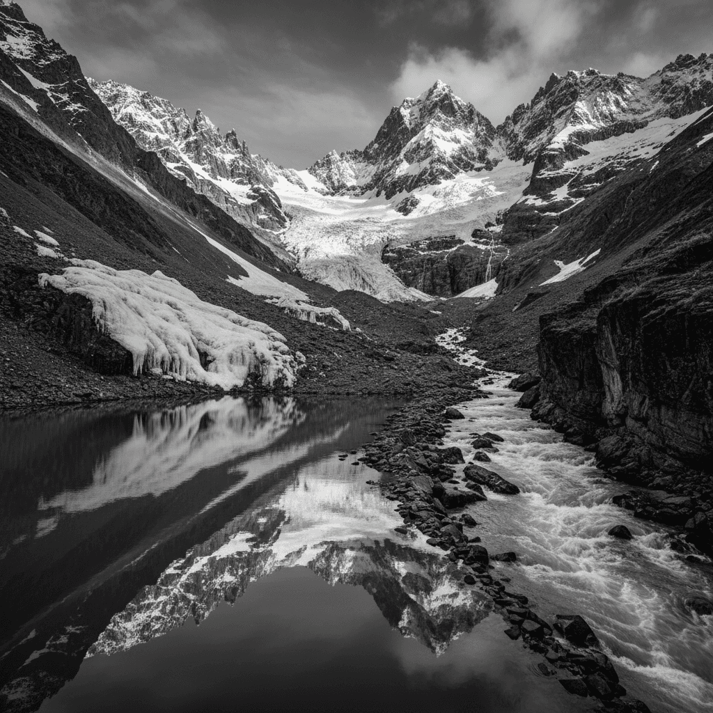 Guṇas na natureza — três estados da água em paisagem natural