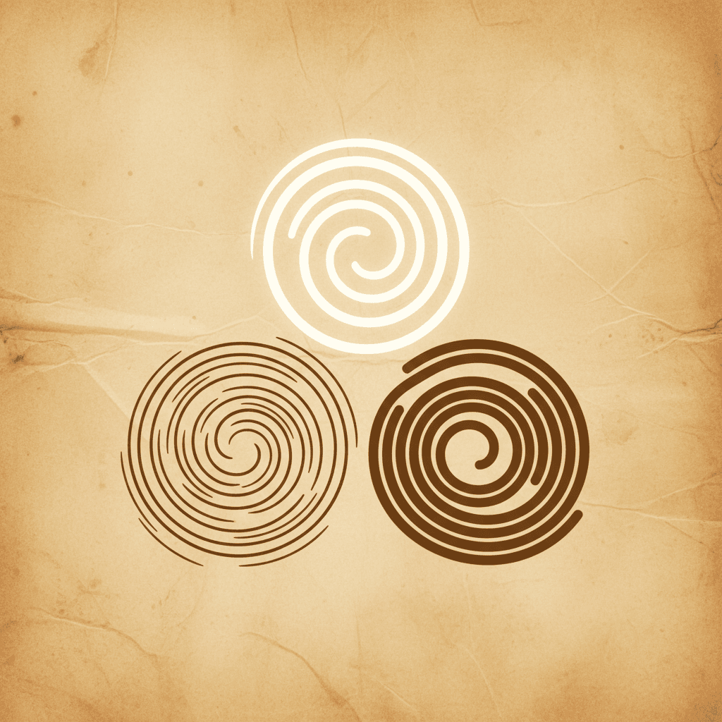 Três guṇas — triângulo com três elementos em equilíbrio